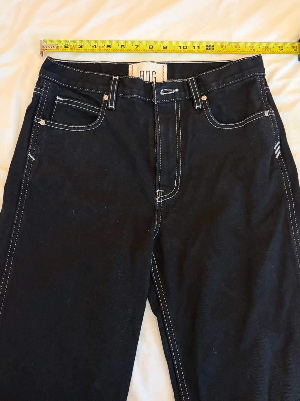 BDG Black Straight Jeans with White Contrast Stitching